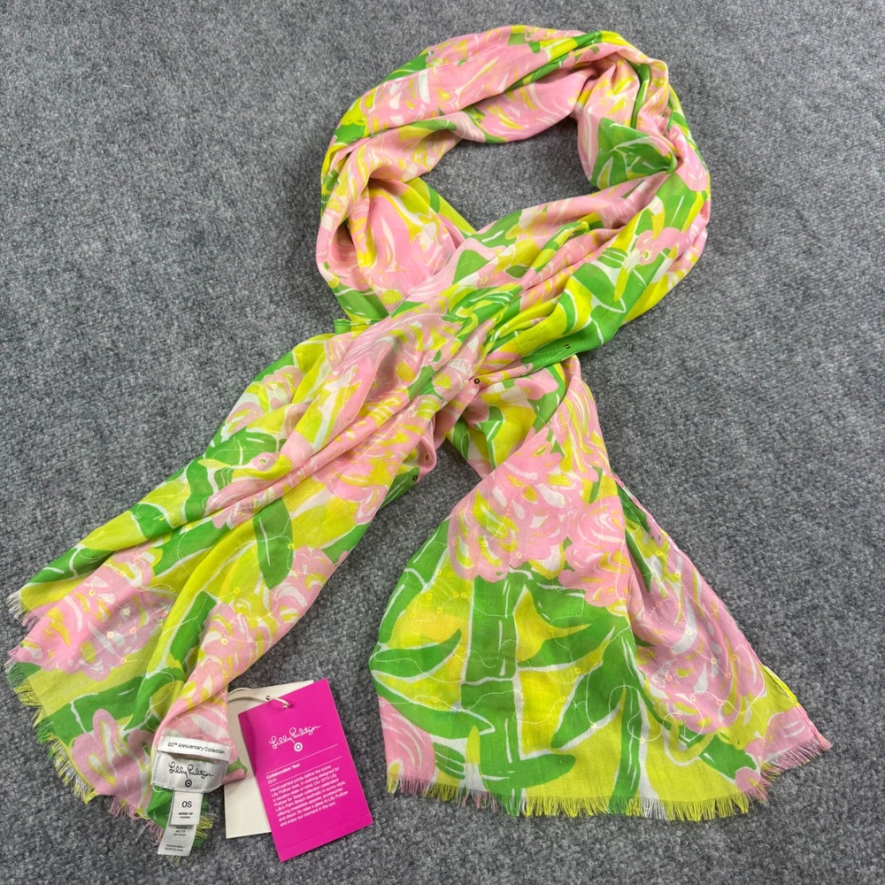 Lilly Pulitzer x Target Scarf Womens OS Pink Green Floral Sequin Flamingo